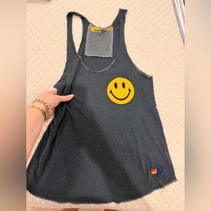 Aviator Nation Black Tank with Yellow and Orange Stitching